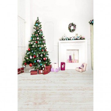Christmas Photography Backdrops Gift Box White Wall Fireplace Closet Christmas Tree Background