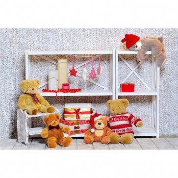 Christmas Photography Backdrops Gift Box Bear Dolls White Background For Children