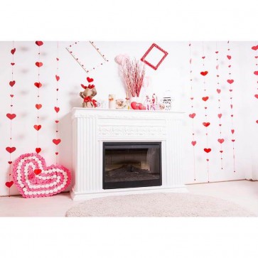 Christmas Photography Backdrops Fireplace Closet Red Pendant White Wall Background