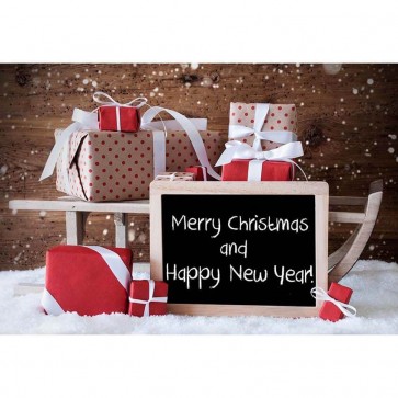 Christmas Photography Backdrops Christmas Gift Box Brown Wood Wall Snow Background