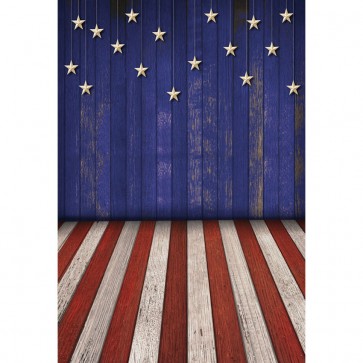 Patriotic Photography Background Stars Blue Wood Wall White Red Floor Backdrops
