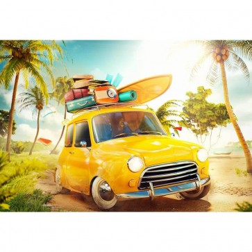 Car Photography Backdrops Holiday Surf Skateboarding Yellow Sedan Background