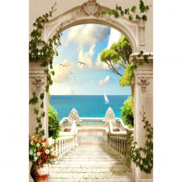 Photography Background European Courtyard Sea Flowers Wedding Backdrops For Party