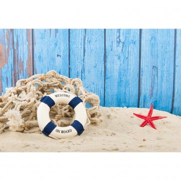 Tourist Photography Background Life Buoy Blue Wood Wall Backdrops