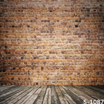 Photography Background Brown Orange Color Brick Wall Wood Floor Backdrops