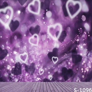 Photography Background White Cardioid Wood Floor Valentine's Day Purple Backdrops