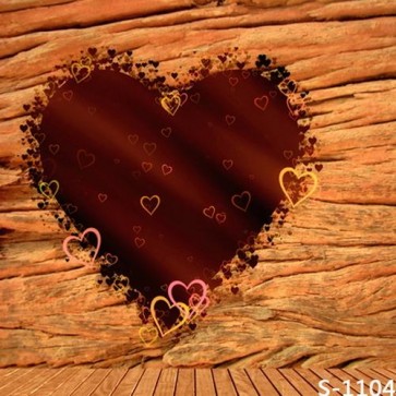 Photography Background Brown Heart Shaped Valentine's Day Wooden Color Wall Backdrops