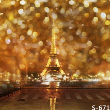 Photography Background Eiffel Tower Golden Light Spots Bokeh Backdrops