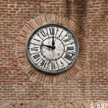 Photography Backdrops Clock Faded Brick Wall Background