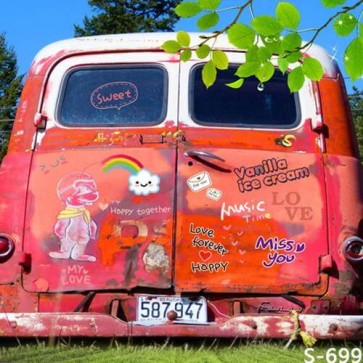 Photography Background Dilapidated Red Car Backdrops