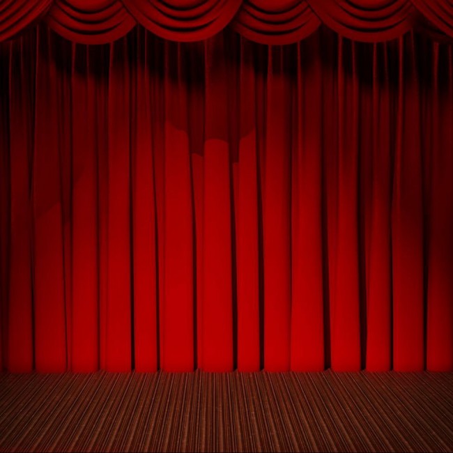 Red Curtain Photography Background Brown Floor Large Stage