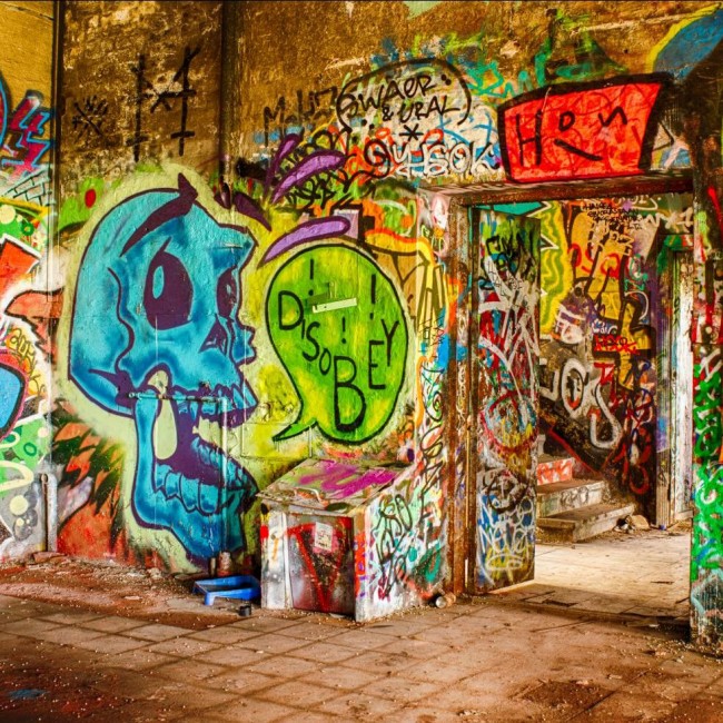 Blue Skull Head Photography Backdrops Graffiti Dilapidated