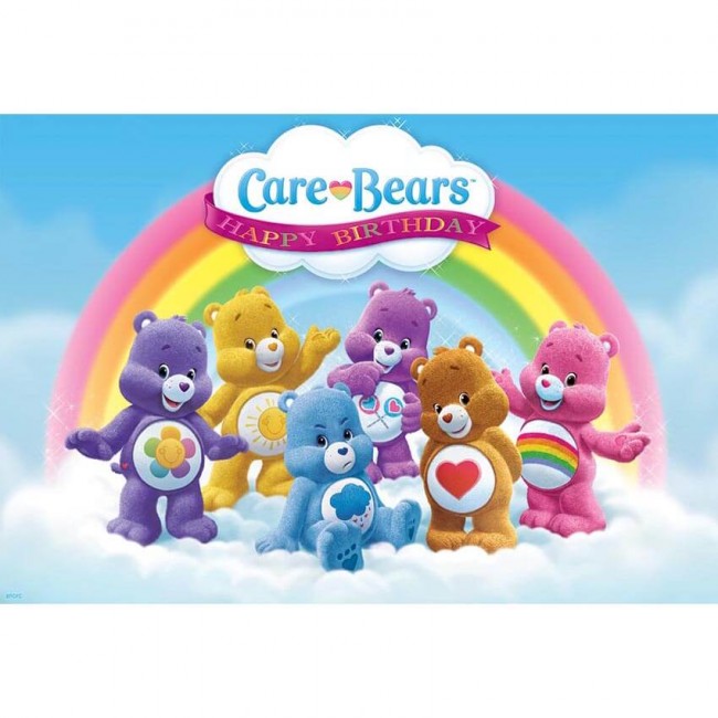 Blue care shop bear with rainbow
