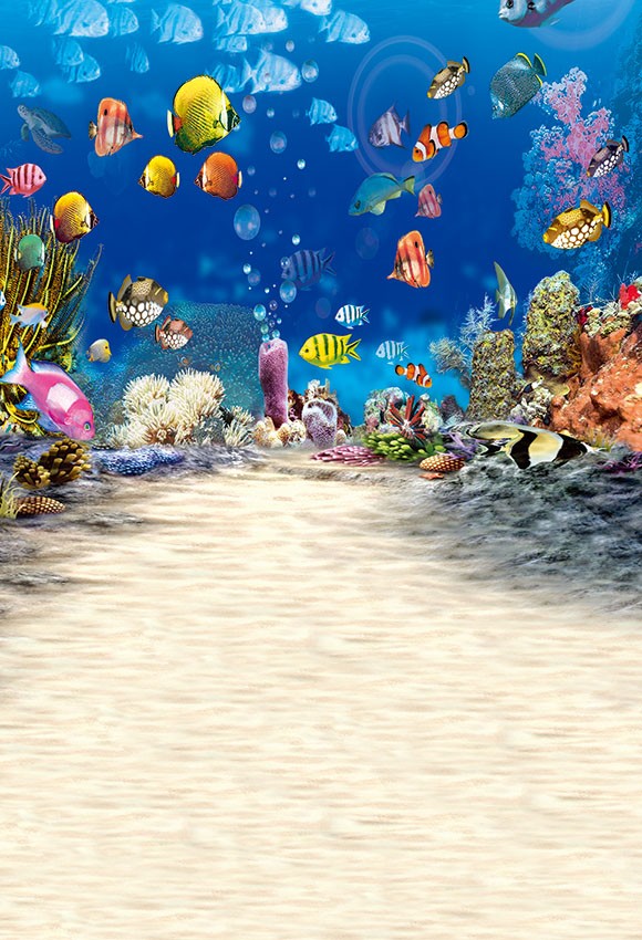 Cartoon Photography Backdrops Tropical Fish Underwater World Background