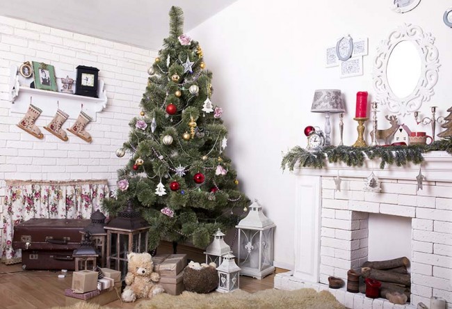 Christmas Photography Backdrops Christmas Tree White Wall Decoration ...