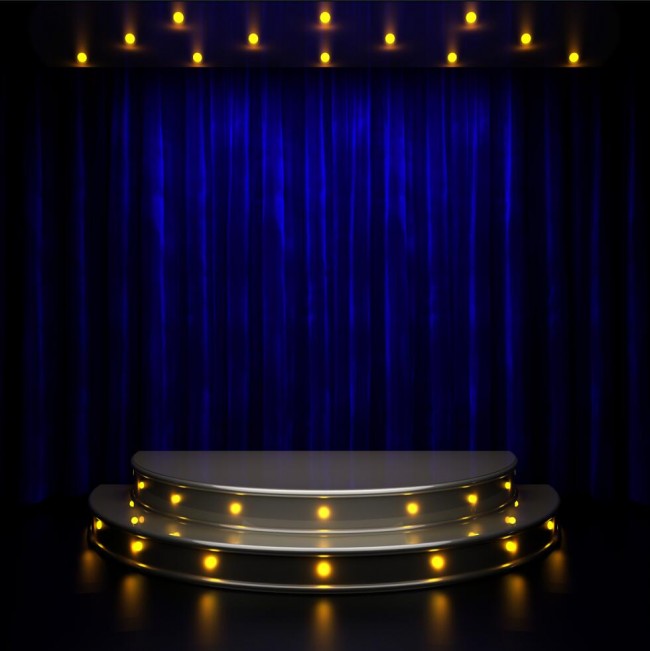 Semicircle Large Stage Photography Background Dark Blue Curtain Backdrops