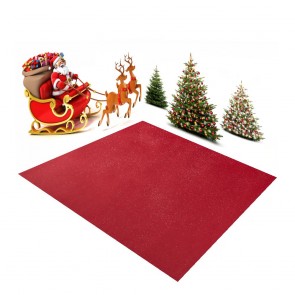 Photography Background Santa Claus And Christmas Tree On The Sleigh Liquor Red Floor Backdrops Set