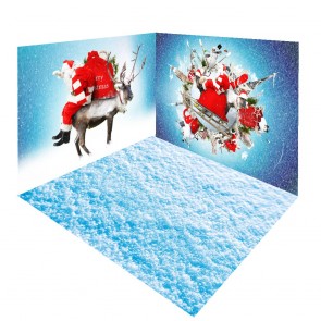 Photography Background The Moose And Santa Claus At Christmas Snow Backdrops Set