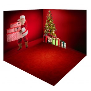Christmas Tree Santa Claus Photography Background Backdrops Set