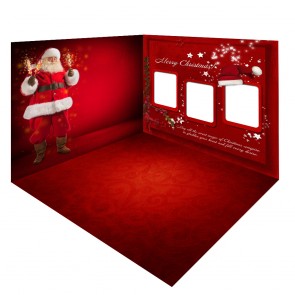 Merry Christmas Santa Claus Photography Backdrops Liquor Red Background Set