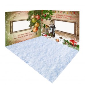 Photography Background Window Christmas Lights Snow Wood Wall Backdrops Set