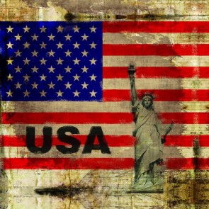 Patriotic American Flag Photography Background Statue of Liberty Backdrops
