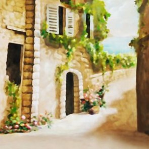 Oil Painting Photography Background European Alley Flowers Backdrops