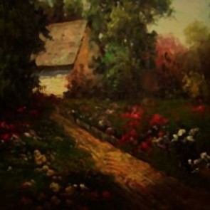 Oil Painting Photography Background Manor Farm Flowers Backdrops