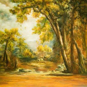 Photography Backdrops Yellow Leaves Trees Oil Painting Background