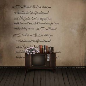 Back To School Photography Background Vintage TV Grey Wall Brown Wood Floor Backdrops