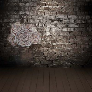 Brick Wall Photography Background White Roses Silvery White Backdrops