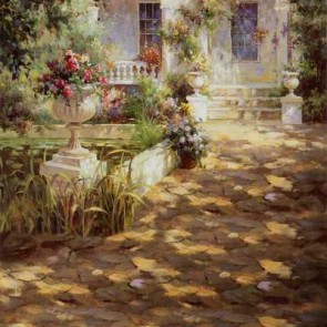 Photography Backdrops Flower Courtyard Oil Painting Background