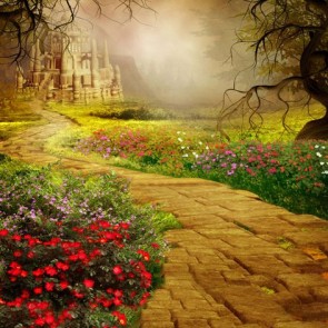 Photography Backdrops Flowers Castle Oil Painting Background