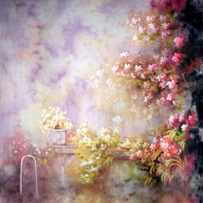 Photography Backdrops White Pink Flowers Oil Painting Background