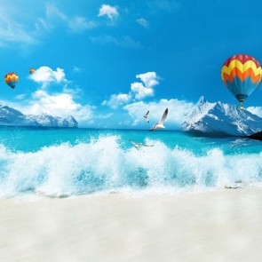 Photography Background Iceberg Beach Seagull Hot Air Balloon Tourist Backdrops