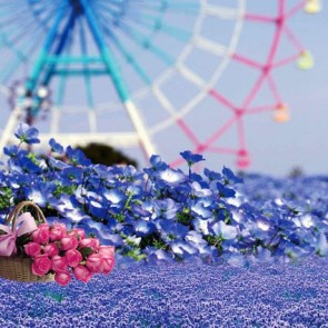 Photography Background Ferris Wheel Tourist Blue Lavender Backdrops