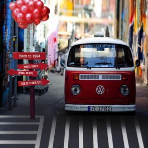 Car Photography Backdrops Zebra Crossing Red Van Background