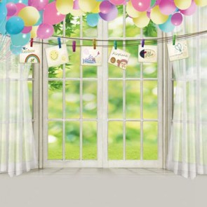 Door Window Photography Backdrops Color Balloon White Window Background