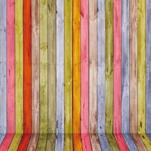 Photography Backdrops Rainbow Color Vertical Wood Floor Background