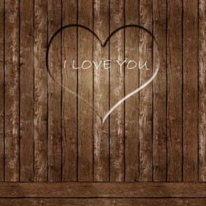 Valentine's Day Photography Background Brown Cardioid Wood Wall Backdrops