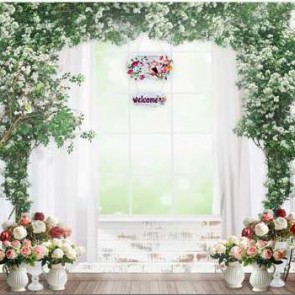 Door Window Photography Backdrops White Window White Flowers Background For Wedding