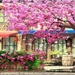 Photography Backdrops Pink Flowers Tourist Tree Background For Holiday
