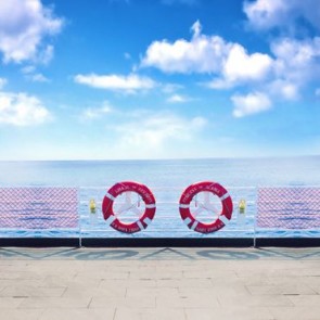 Tourist Photography Background Blue Sky Sea Boat Deck Backdrops