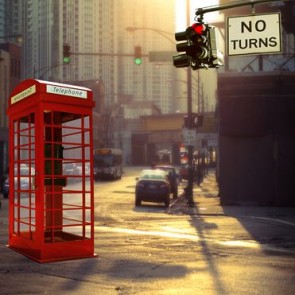 Street View Photography Background Crossing Red Telephone Booth Backdrops
