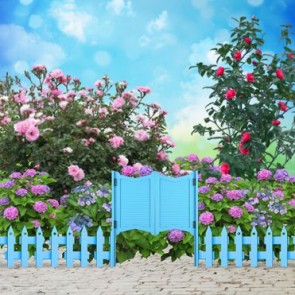 Wedding Photography Background Flowers Blue Sky Fence Backdrops For Party