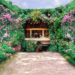 Tourist Photography Background Garden Pink Flowers Backdrops