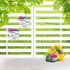 Photography Backdrops Leaves White Fence Flowers Valentine's Day Background
