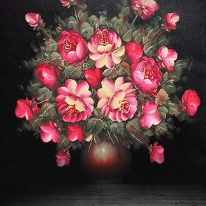 Photography Background Pink Flower Vase Oil Painting Backdrops
