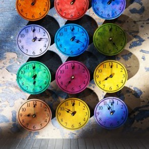 Back To School Photography Background Color Alarm Clock Grey Wood Floor Backdrops