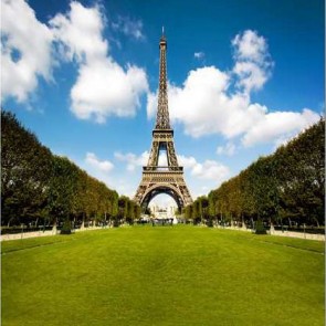 Photography Backdrops Blue Sky Lawn Tourist Eiffel Tower Background